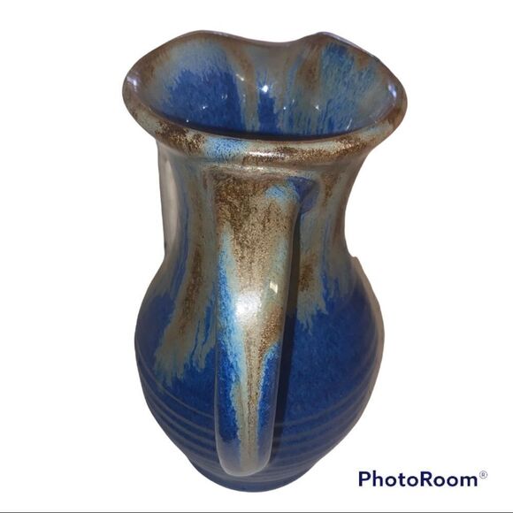 Signed Pigeon River Pottery Tall Pitcher- COBALT BLUE Glazed with Drip - Picture 4 of 13